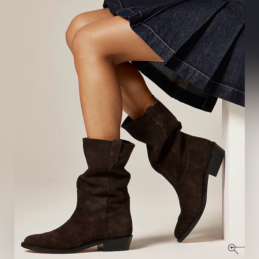 J CREW 8.5 Midcalf boots in suede In French Press  CM999